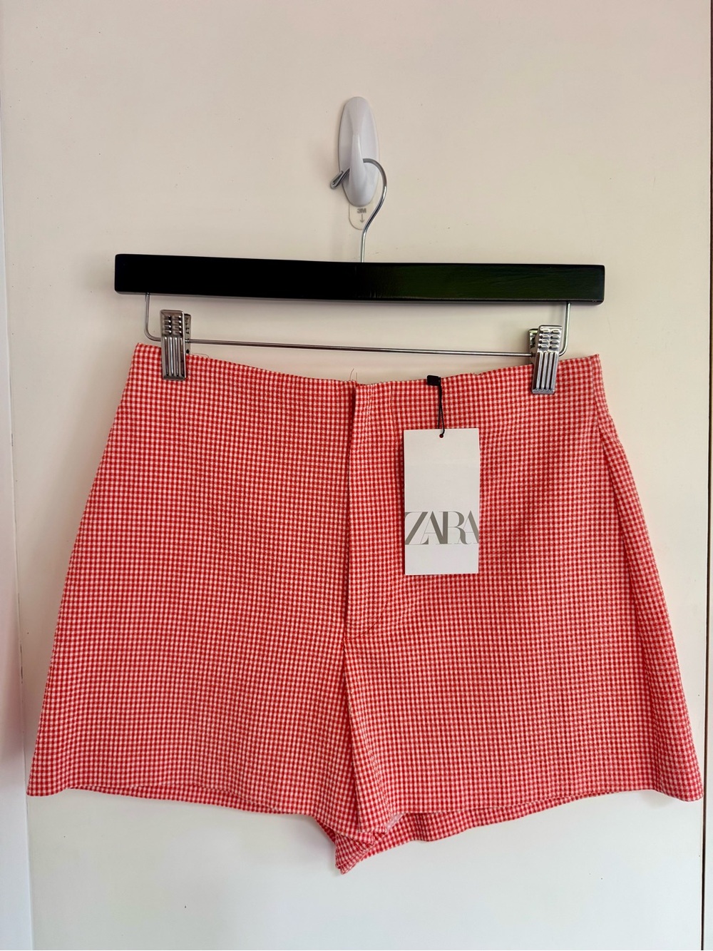 ZARA Orange Gingham High-Waist Tailored Shorts NWT | Size Small  🍊